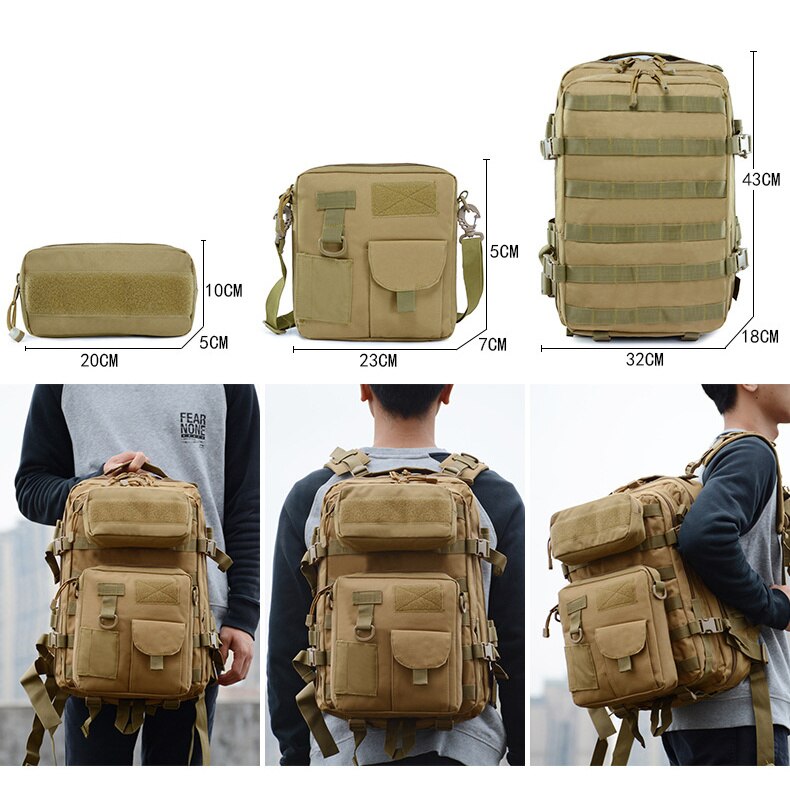 Load image into Gallery viewer, 3-in-1 Tactical Backpack Waterproof for Outdoor Trekking Fishing Hiking Camping
